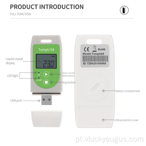 Cadeia fria Dados de temperatura USB Relatório PDF